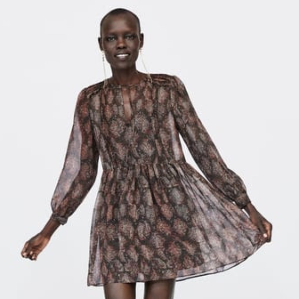 SNAKE PRINT CHIFFON DRESS